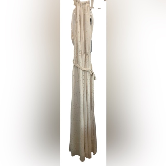 Modcloth Illuminated Elegance Metallic Flecked Ivory Chiffon Halter Maxi S #212 - Picture 4 of 5